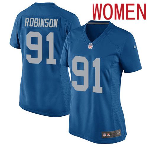 Women Detroit Lions 91 AShawn Robinson Nike Blue Game Alternate Player NFL Jersey